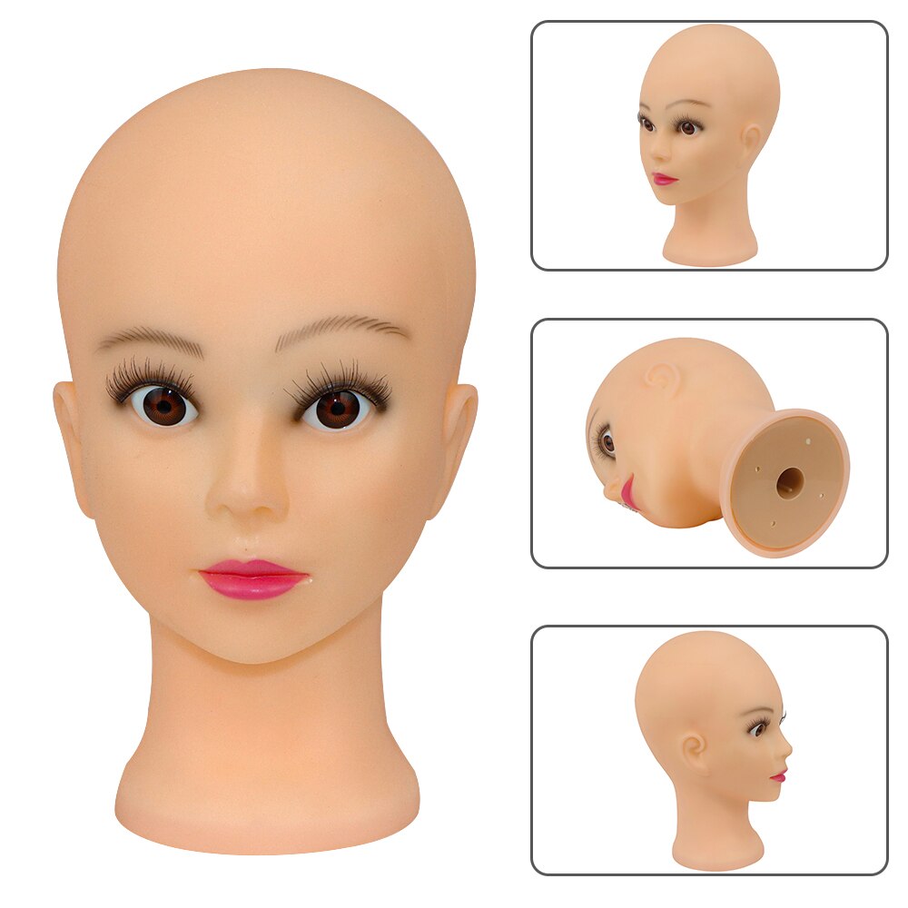 Bald Mannequin Head With Clamp Female Mannequin Head For Wig Making Hat Display Cosmetology Manikin Head For Makeup Practice