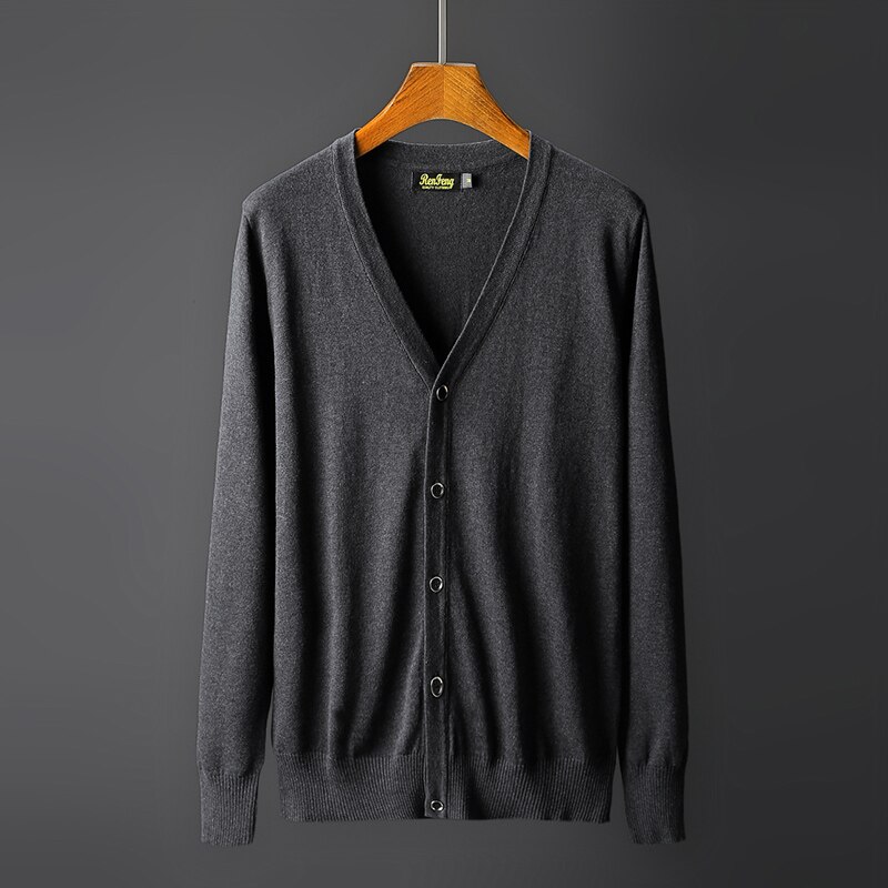 Jesień zima nowy sweter na drutach sweter męski z dekoltem w kształcie litery v płaszcz odzież młodzieży ubrania cienkie koreański styl nosić męskie swetry 2019: SZARY / M