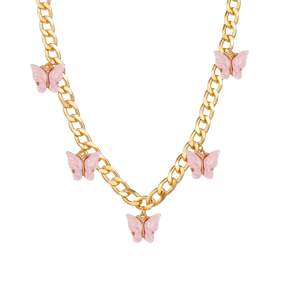 FNIO Butterfly Neck Pendants Women&#39;s Choker Gold Color Necklace On The Neck Chain Chocker Punk Jewelry Kpop Collar For Girl: FN11-1317-04