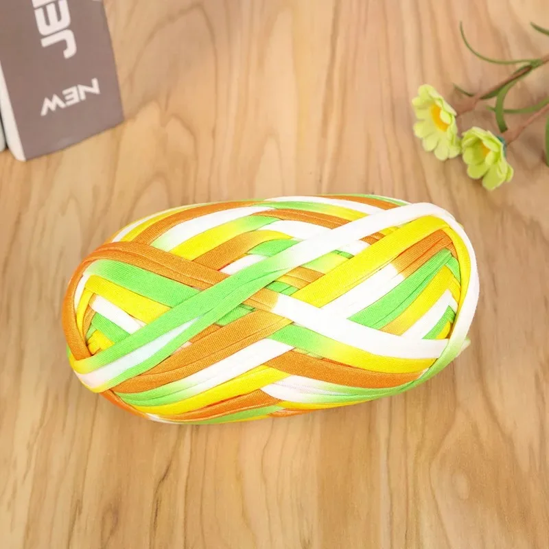 Katoen platte draad DIY T-shirt garen haak snoep kleuren naaien & breien benodigdheden materialen voor tas pantoffels sandalen handgemaakt: Army Green