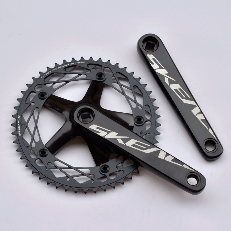 SKEACE Fixed Gear Bike Crankset Aluminium 49T Chainring Track Bicycle Parts Square Hole 165mm Crankarm BCD144 Bicycle Pieces