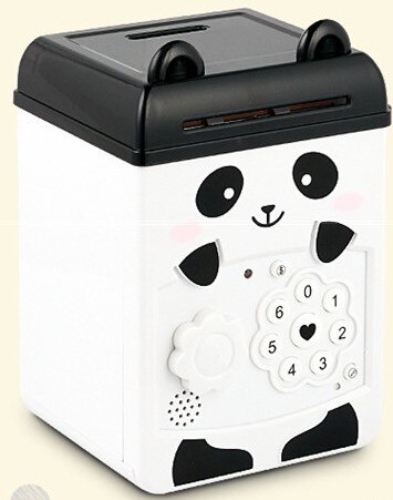 Genopladelig mini elektrisk adgangskode skjulte pengeskabe børn julefødselsdag sparegris anti-tyveri sikkerhed tegneserie pengeskab: Panda