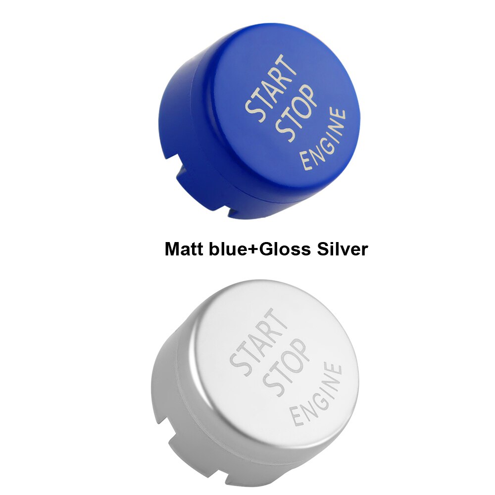 Engine Start Stop Button Cover for BMW F30 F10 F33 F15 F25 F48 X1 X3 X4 X5 X6 With Off Switch Replace Cap: Gloss Sil matt BLU
