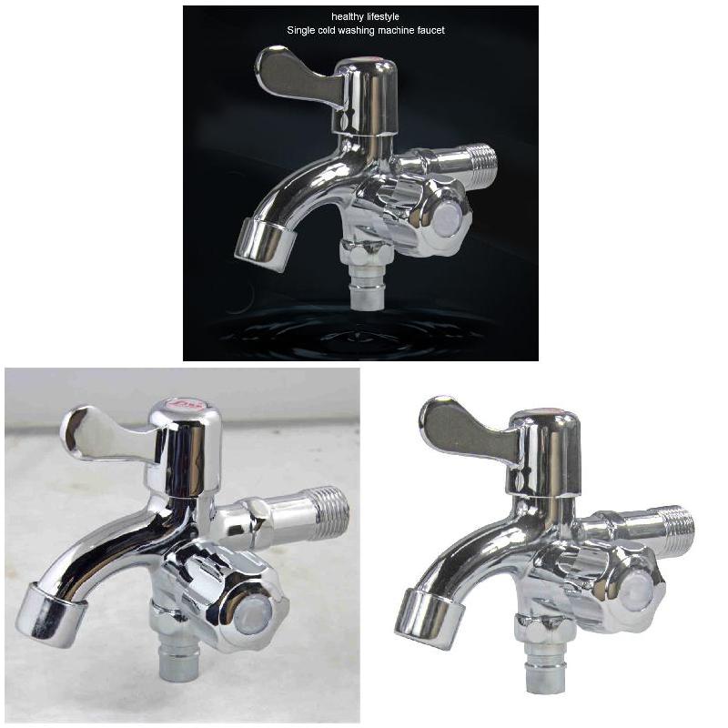 Single-inlet 2-outlet Washing Machine Tap Home 4 Points 6 Points Long 3-way Tap Copper Taps BJStore