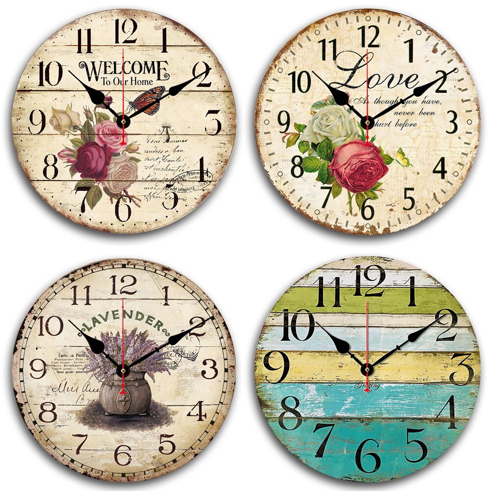 Vintage Wooden Wall Clock Antique Silent Decorative Wood Wall Clocks for Living Room Home Office Kitchen Wall Decor
