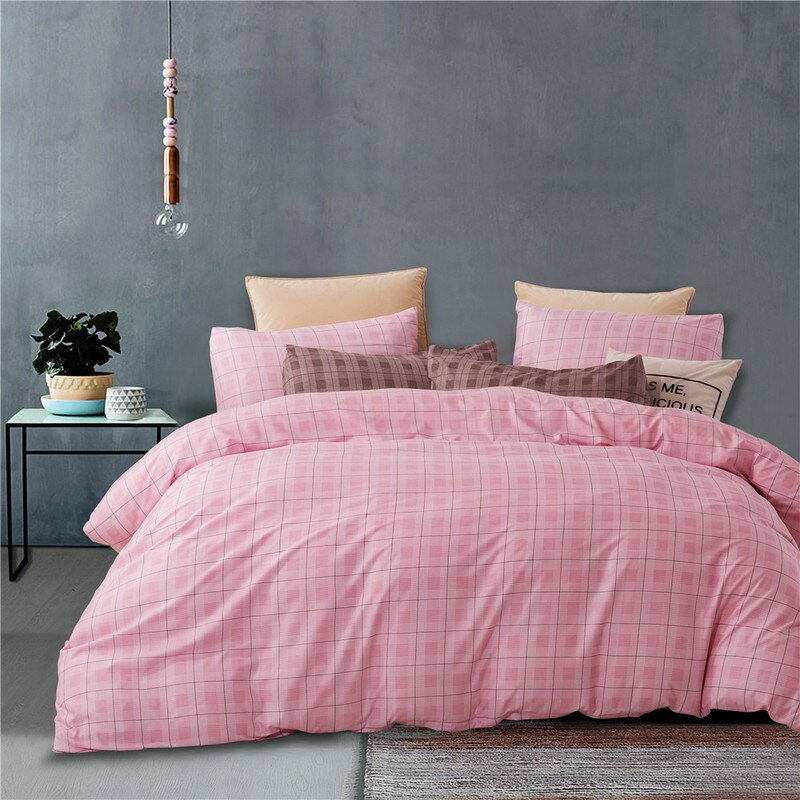 Nordic Style Polyester Duvet Cover Quilt Covers Bedding Sets Single Queen Size Pillowcase Home With Textile Linens King Bed Twin: Pink / Twin 2pcs