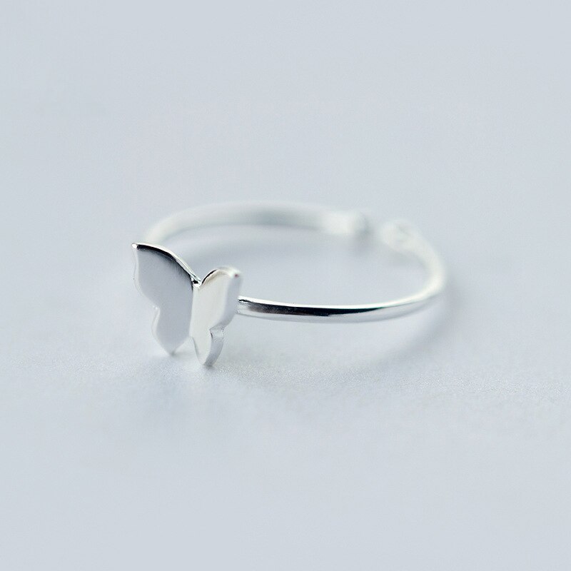 Persönlichkeit retro Silber Überzogene Blatt Liebe Umarmung Ringe Für Frauen Schmuck Neue Kreative Offenen Ring Anillos Einstellbar: Schmetterling