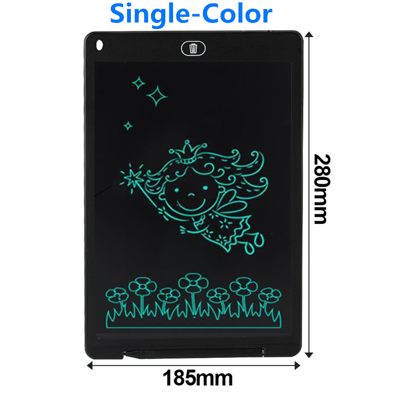 Grafische Tekening Tablet Smart Tekentafel Lcd Schrijven Tablet Elektronica Schrijfbord 12 Inch Schilderij Pad Voor Kinderen Tekenen: Black Single Color