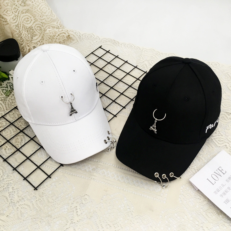 Erwachsene Hüfte hüpfen Baseball Kappe Mit Metall Eisen Ring knapp Korea Punk Solide Snapback Hütte lässig Baumwolle Sport Casquette Gorras