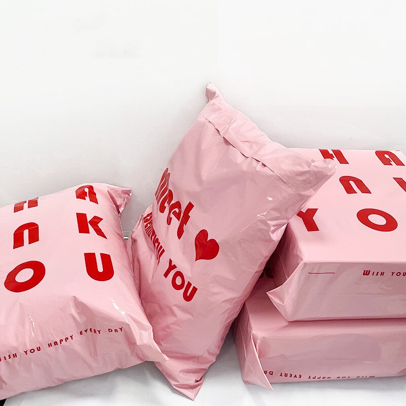 100 pezzi verde nuovo materiale Mailer spessa borsa espressa rosa lettera spedizione imballaggio sacchetto corriere poli sacchetto di trasporto posta di plastica