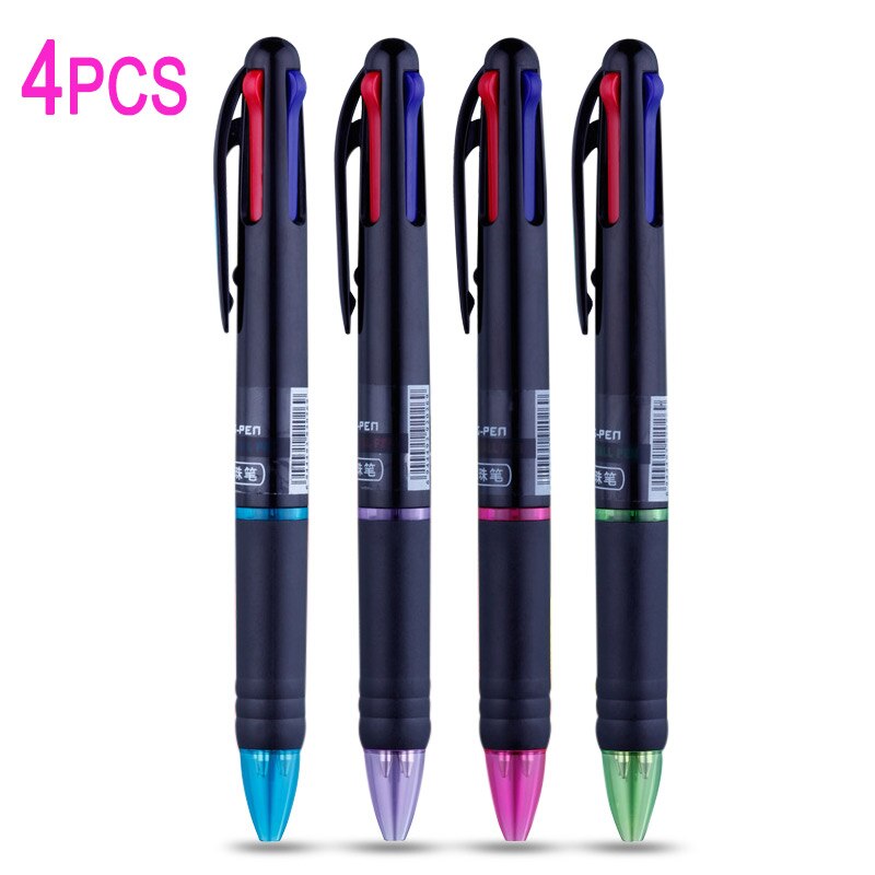 4PCS/Set 0.7mm MultiColor Pen Fine Point 4in1 Colorful Retractable Ballpoint Pen Multifunction Pen Office Student Ball Point Pen