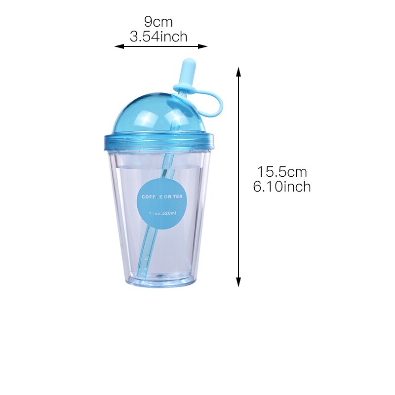 Kaffekopper av plast med lokk og sugerør til iskaffe juice boble boba smoothie soda cocktailparty og te 320ml