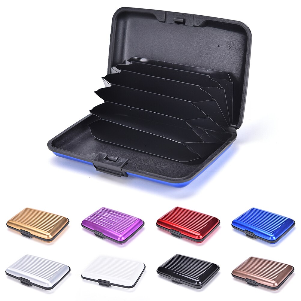 Aluminium kvinder skinnende metal kortholder box kortholdere & note hold kort vandtæt kreditkort id holder etui