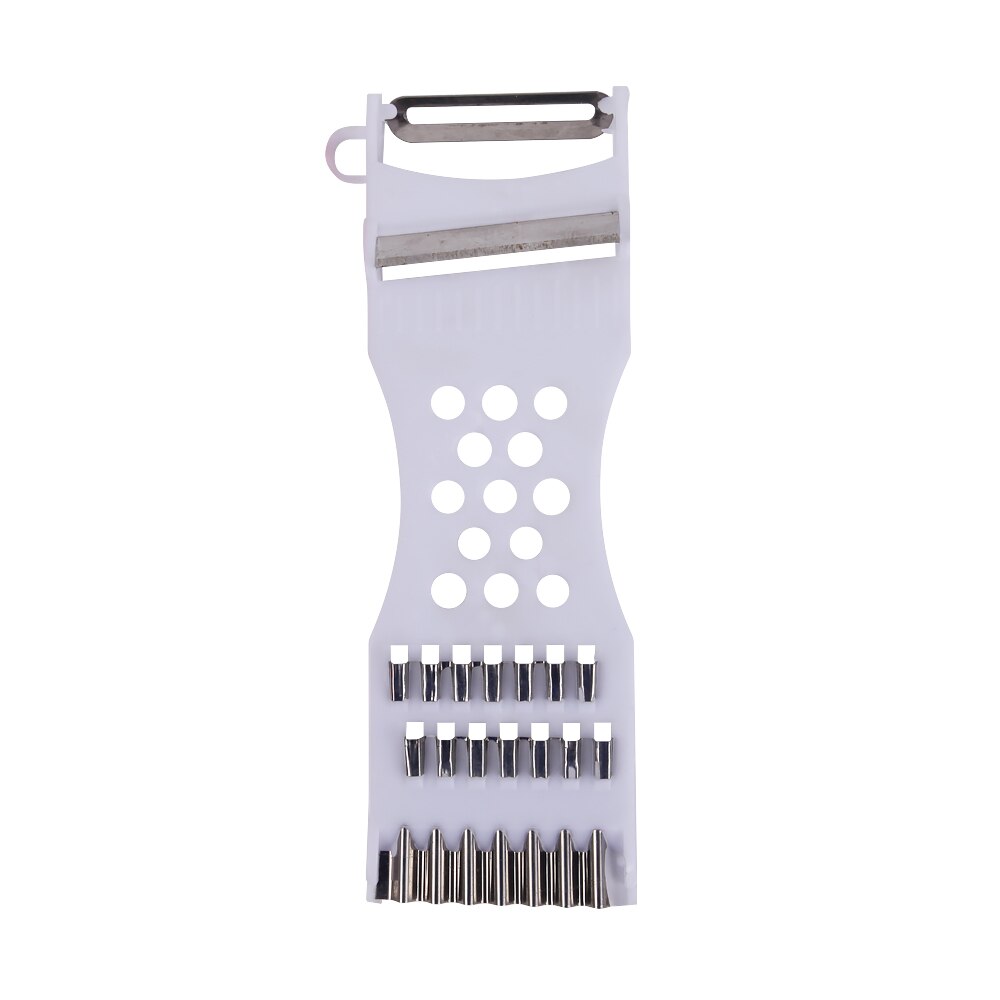 Multifunctionele Plastic Dunschiller Groente-en Rasp Rvs Blade Salade Maken Gereedschap Frieten Aardappel Chip Tool: white