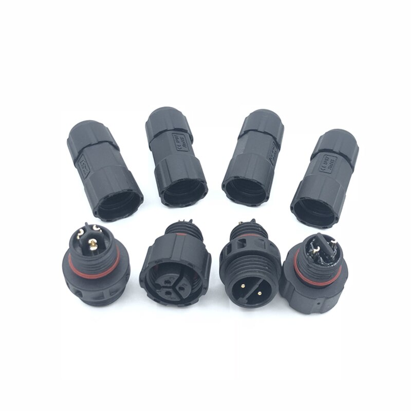 Enchufes macho y hembra M16, Conector de Cable eléctrico impermeable montado, conectores de enchufe de 2 pines, 3 pines, 4 pines, IP68