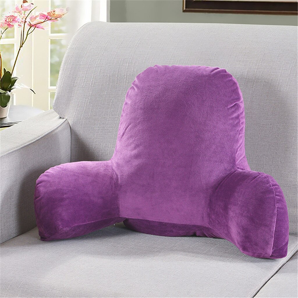 Thicked 100% Cushion Lumbar Back Support Chair Cushion With Arms Back Pillow Bed Plush Big Backrest Reading Rest Pillow: Purple