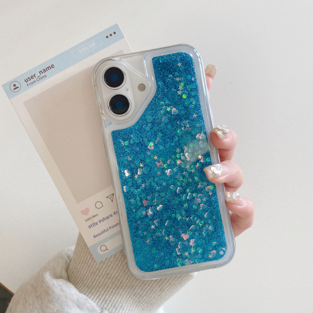Glitter Drijfzand Telefoonhoesje Voor iPhone 17 16 15 14 13 12 11 Pro Max 7 8 Plus Air X XS MAX XR 16E Soft Cover Pailletten Clear Shell