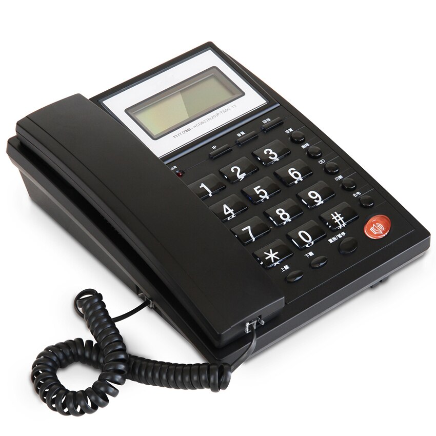 Corded Phone Landline Telephone with Dual System, Caller ID, Tilt Display &amp; Large Buttons, Adjustable Brightness, White, Black