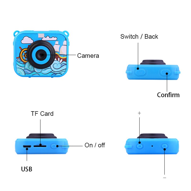 Mini câmera infantil com tela lcd de AT-S20 ", câmera digital com tela lcd e capa impermeável, hd 2.0 p, capacete de esporte para crianças, 1080 câmera de vídeo