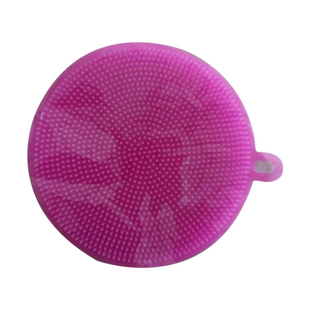 Keukenreinigingsborstel siliconen spons multifunctionele potten pannen servies spons scrubber reinigingsspons schuursponsjes: Rozenrood