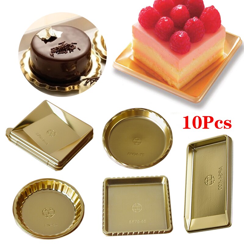 10 Pcs Ronde Squarecake Boards Gouden Mousse Mat Bodem Food Grade Pet Cake Keuken Dessert Lade Taart Bakvormen Decorat Gereedschap