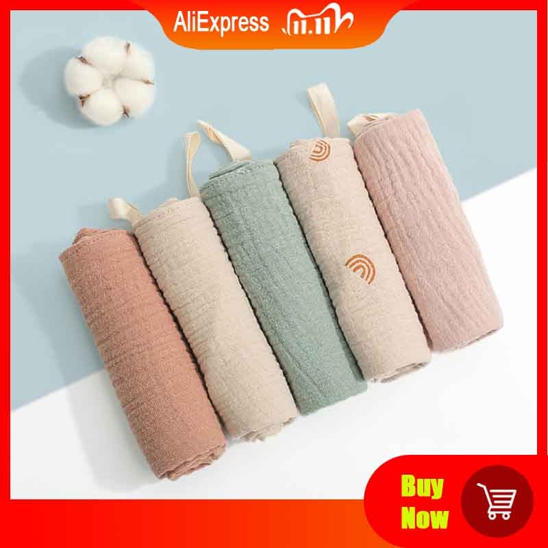 5 Pcs Towel Baby Facecloth Bath Towel Handkerchief Cotton Burp Cloth Soft Absorbent Gauze Washcloth
