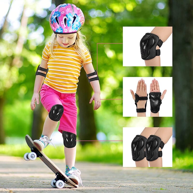 Kinderen Knie Pads,6 In 1 Elleboog Pads &amp; Pols Guards &amp; Knee Pads, voor Rolschaatsen Inline Schaatsen Skateboard Fiets