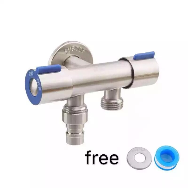 G1/2 Stainless Steel Triangle Valve One Into Two Out Double Water Double Control Angle Valve Toilet Water Inlet Switch Faucet