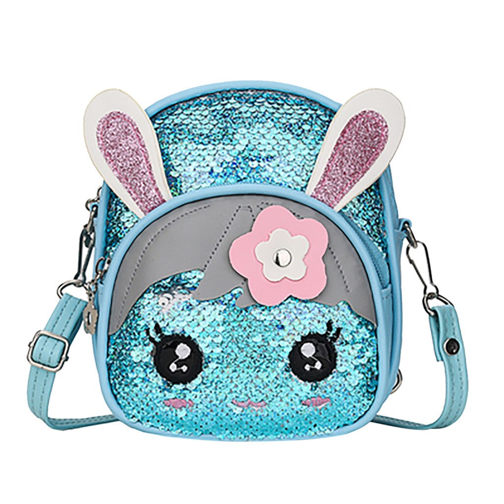 Mini Mochila Crianças Saco de Escola De Couro PU Bonito Da Orelha de Coelho Lantejoulas Mochila Meninas da Escola Primária Saco de Viagem Mochilas mochila