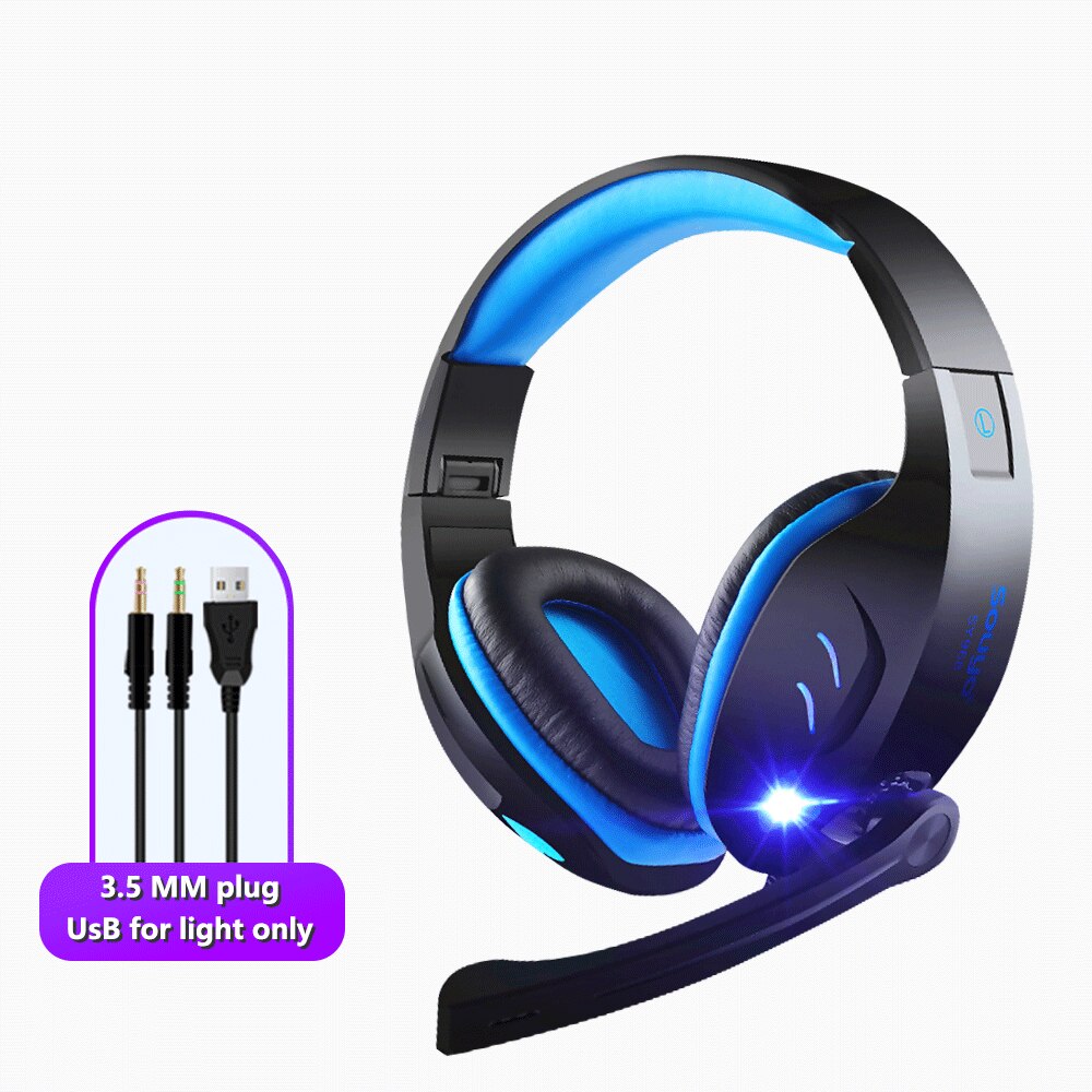 Gaming headset kablede hovedtelefoner stereo surround  ps4 gamer headset hd mic led lys til  ps4 pc xbox computer: 3.5mm