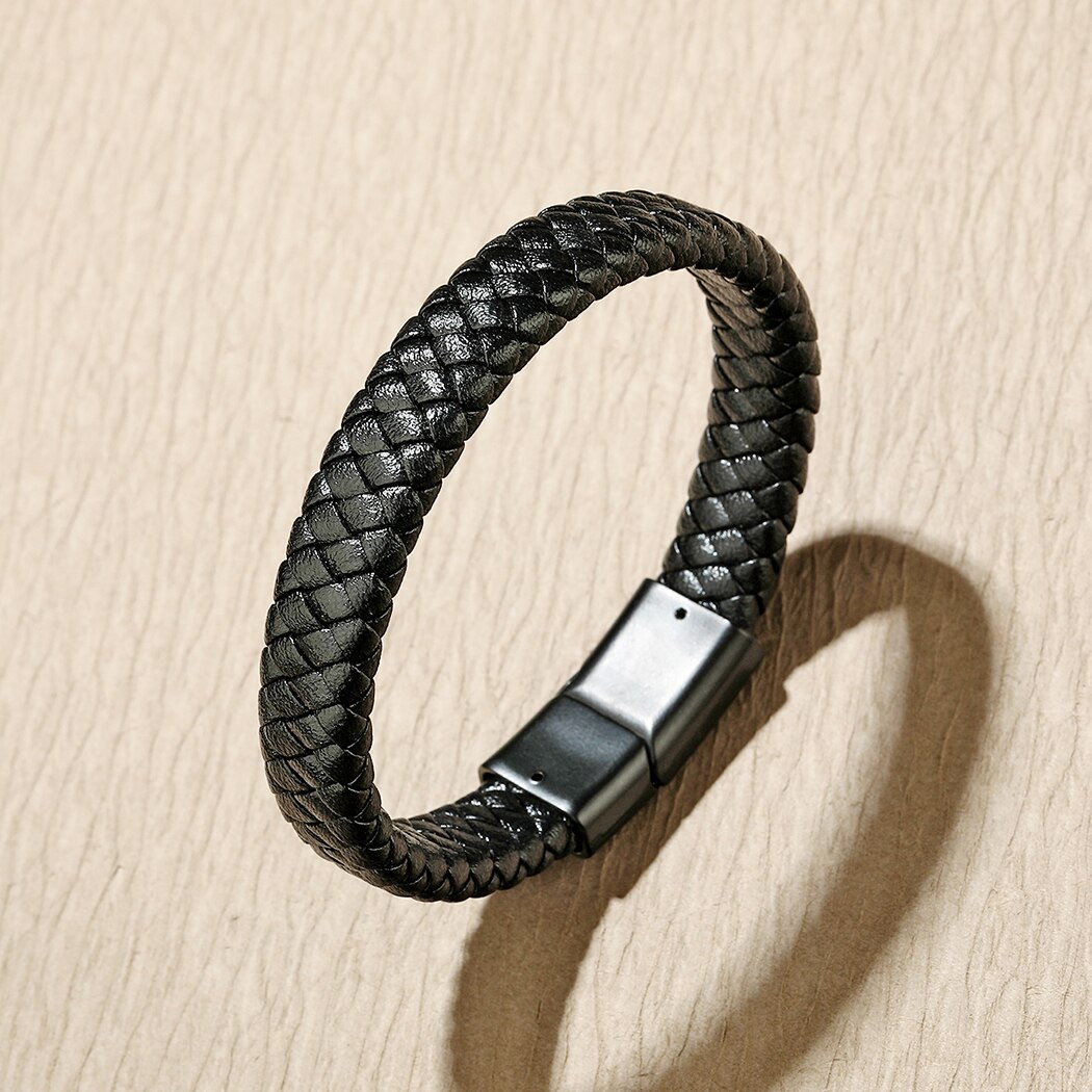 Nedar Mannen Vintage Rvs Lederen Pols Armbanden Armbanden Trendy Handgemaakte Rope Wrap Armbanden Mannelijke Punk Jewlery