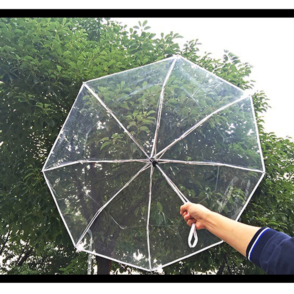 Dejlig gennemsigtig automatisk åben luk fold vindtæt paraply til rejser kvinder solregn auto kompakt vindtæt stil paraply