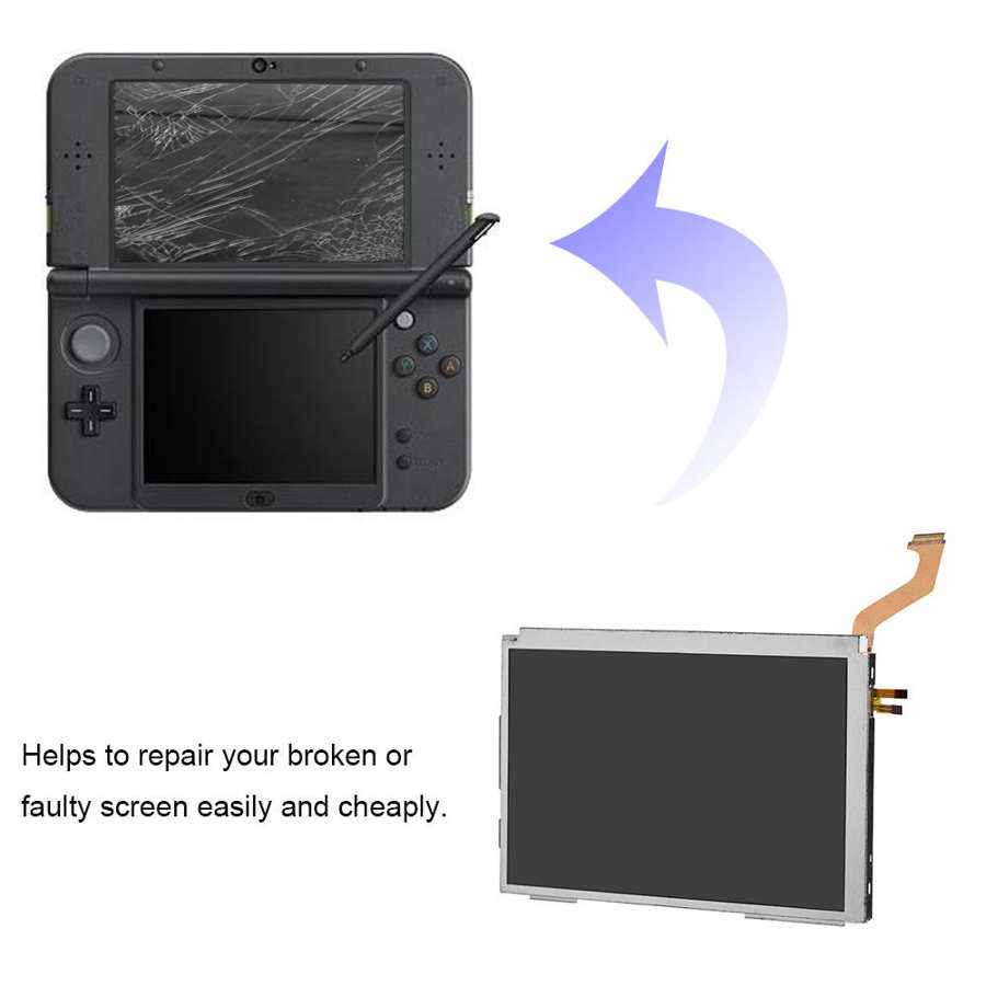 Écran pièces de rechange accessoires haut écran LCD supérieur pour les jeux du système Nintendo 3DS XL