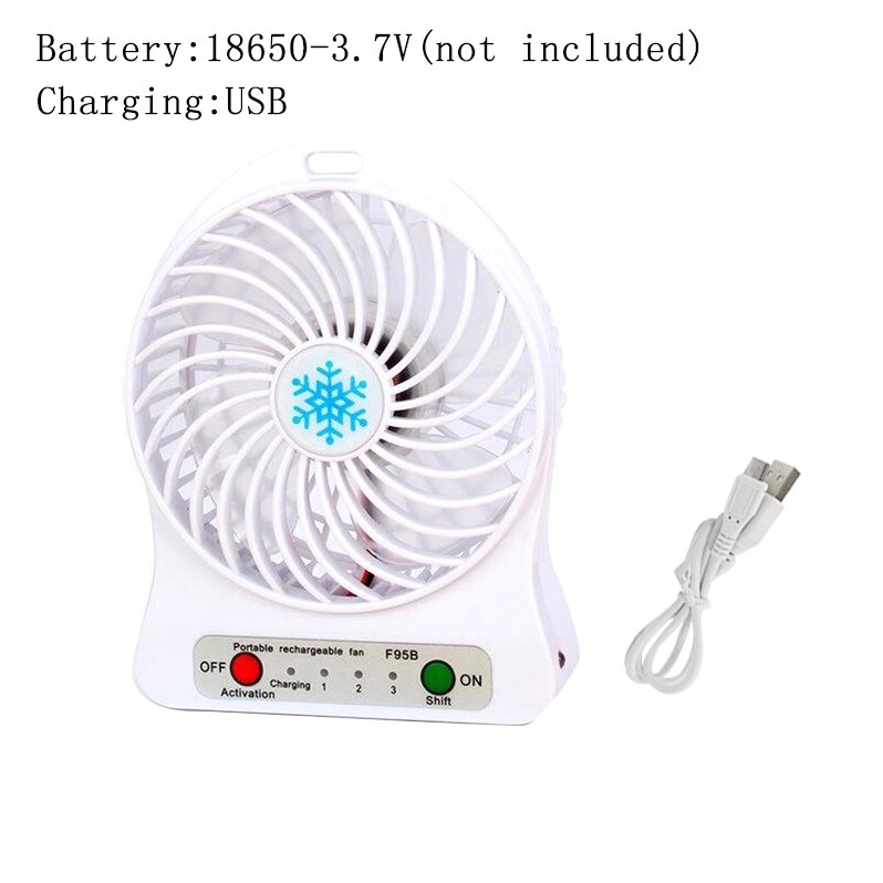 Zomer Draagbare Mini Ventilator 3 Speed Verstelbare Fans Voor Thuis OfficeDesk Bureau Reizen USB Oplaadbare Ventilator Met LED Licht Handheld