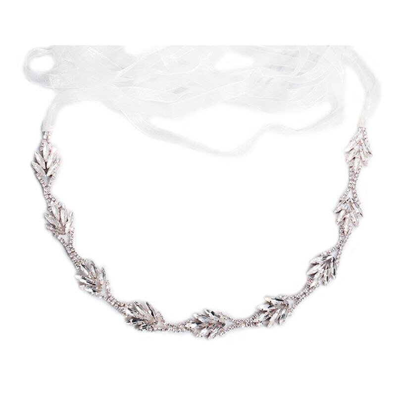 Fajín de vestido de novia para mujer, joyería de boda con hoja de cristal brillante de imitación, apliques de cuentas, cinturón de cintura, diadema, fajas