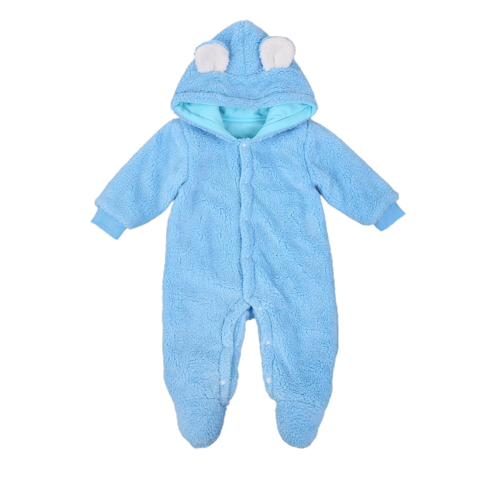 Kleinkind Baby Mädchen Jungen Footies Neugeborenen Langarm Solide einreiher Mit Kapuze Plüsch Strampler 0-12M Overall: B / 12m