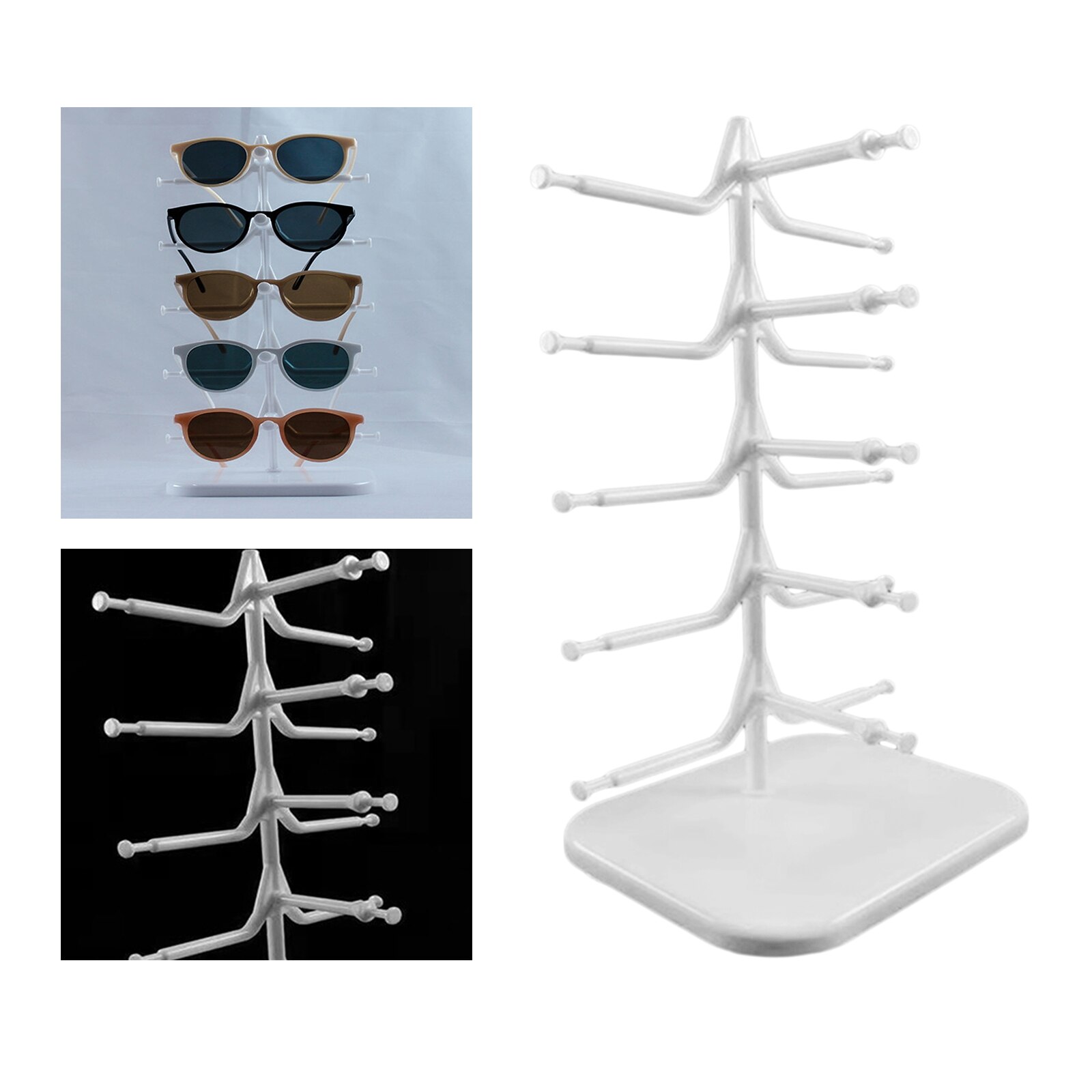 Solbriller briller display stativer hylde briller display show stand holder stativ til 5 par briller: Hvid
