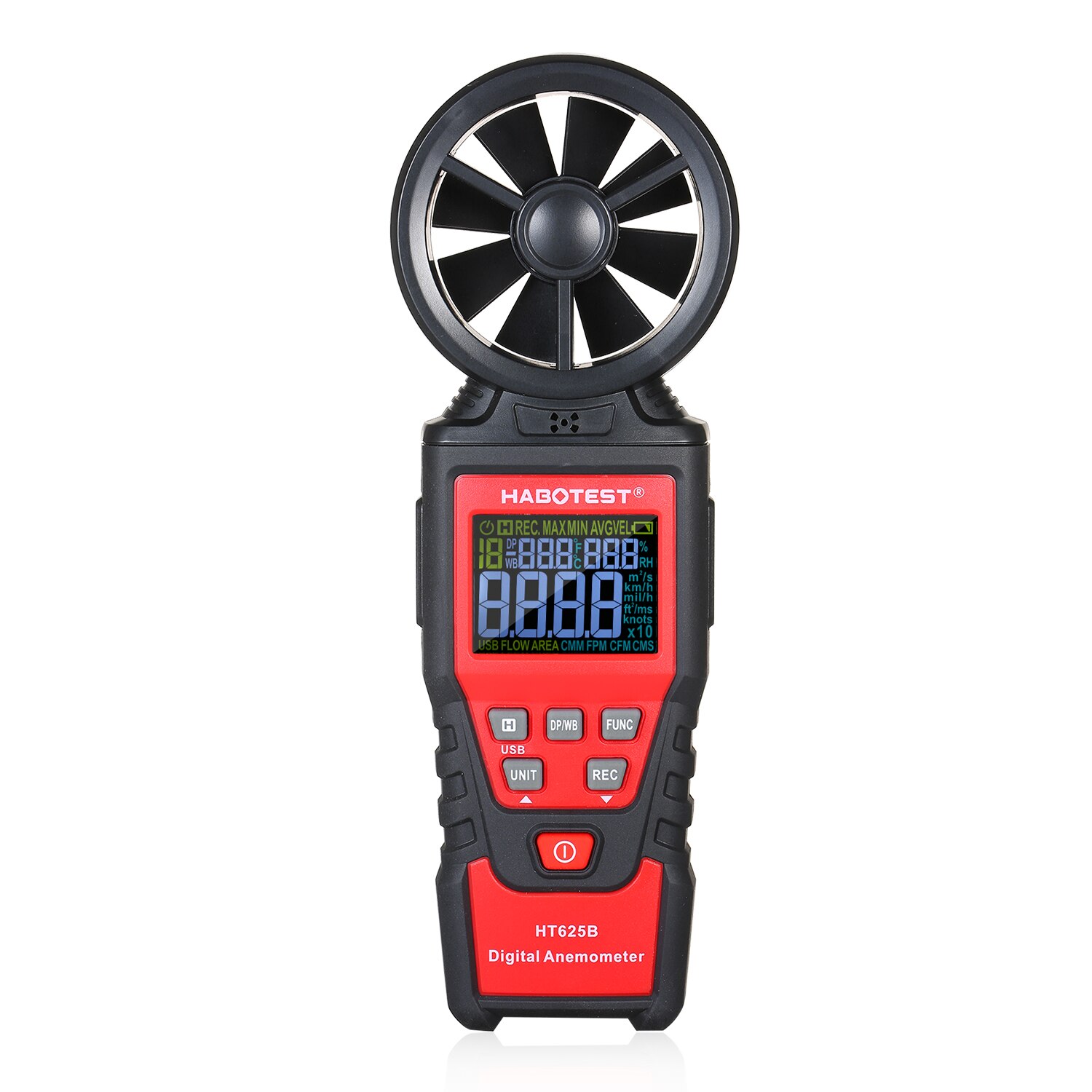 Habotest  ht625a handhållen digital vindhastighetsmätare vindmätare vindmätare för att mäta vindhastighet luftvolym max/min/avg: Typ b