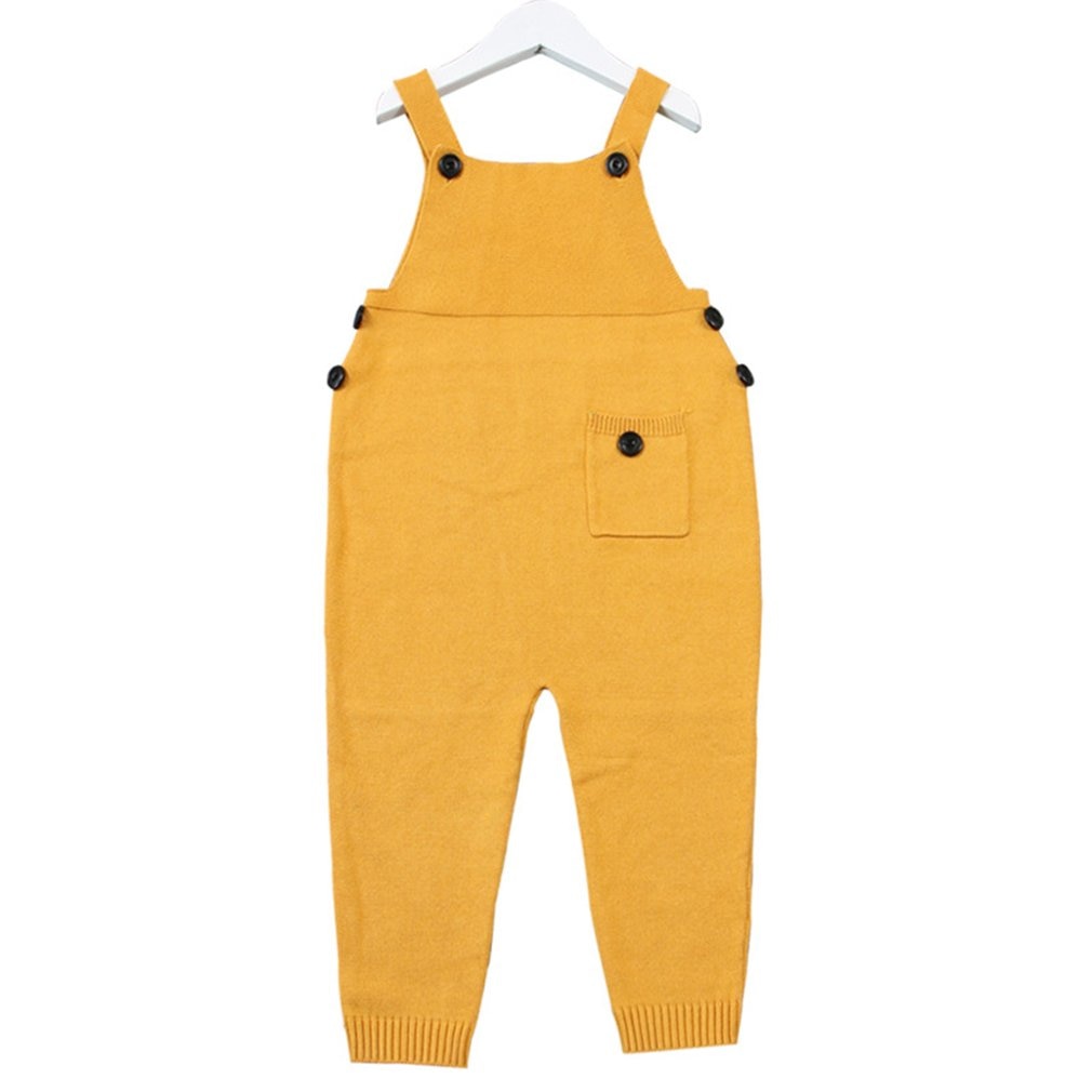 1-5Y Herfst Baby Kleding Unisex Baby Pocket Gebreide Rompertjes Overalls Jumpsuits Jongens Meisjes Snoep Kleur Harembroek Kinderkleding