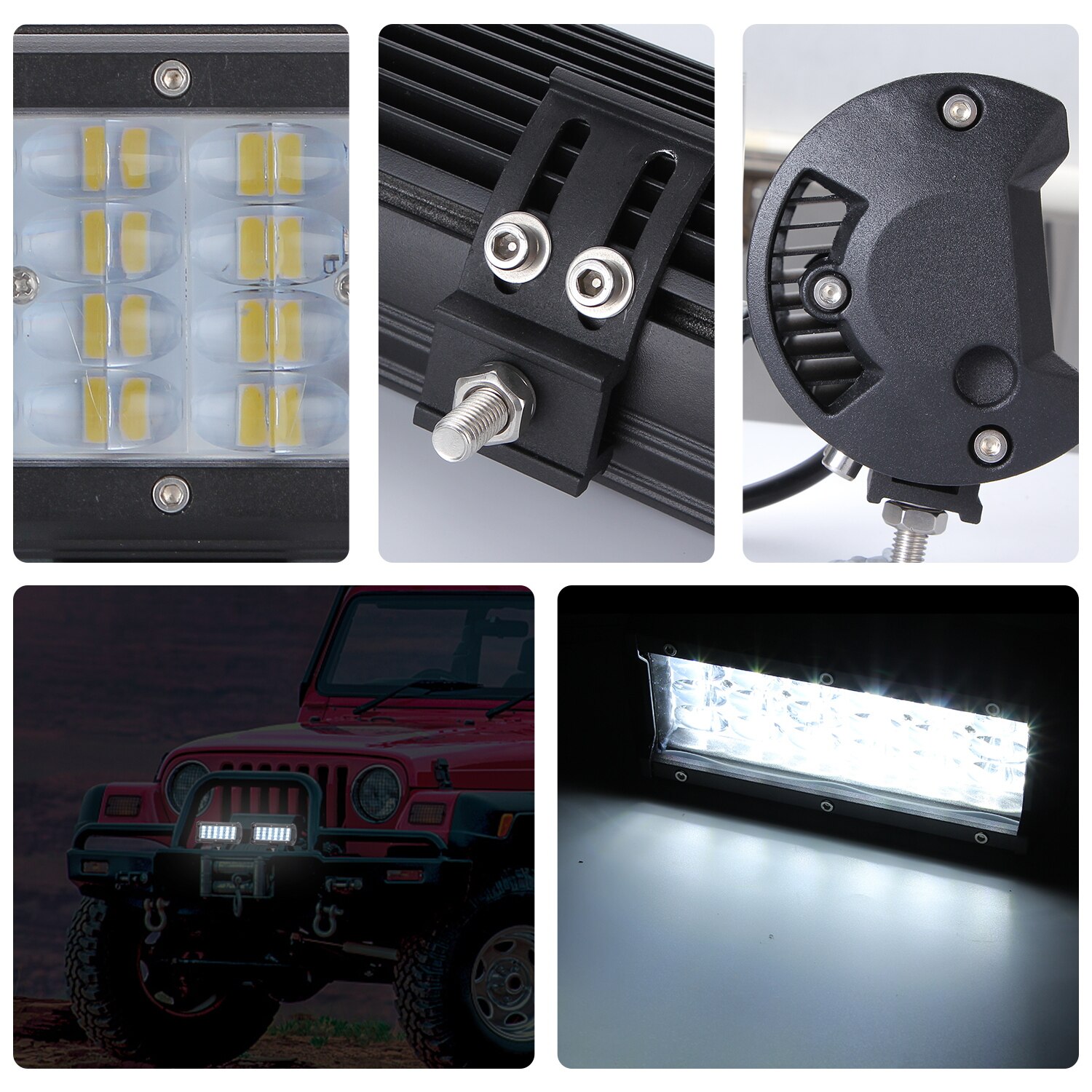 4/7 Inch LED Lens Work Light Bar Flood Beam Car Driving for Off Road SUV ATV Truck 4x4 UAZ Boat Motorcycle 12V 24V Auto Fog Lamp