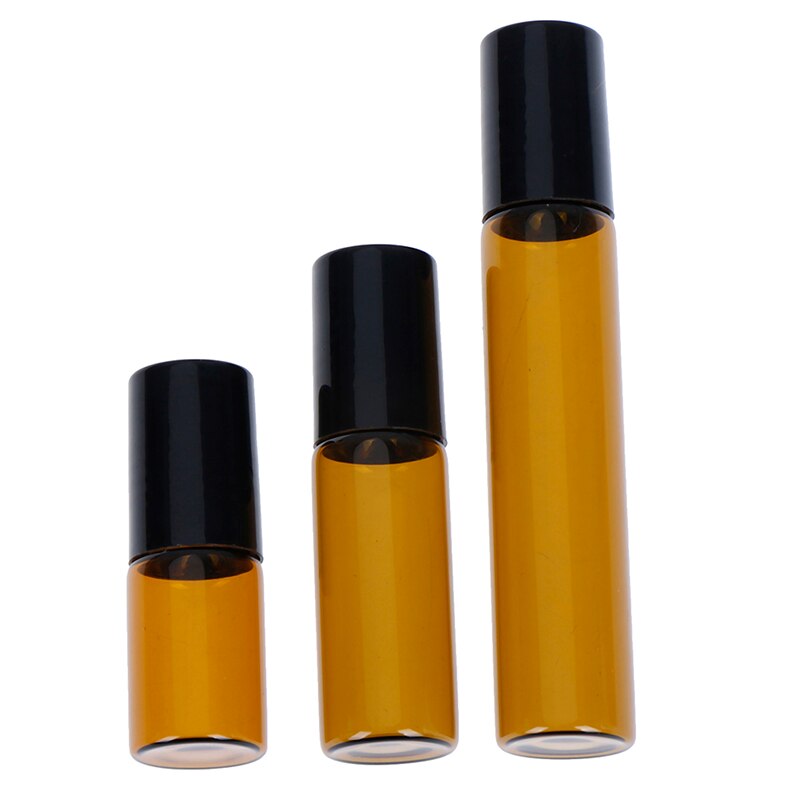 2/5/10 sztuk pusty stal nierdzewna metal bursztyn szkło olejek butelka typu rolka-na fiolki z kulką robić aromaterapii perfum
