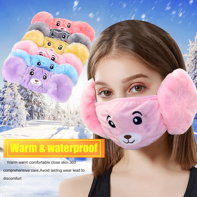 Tegneserie vinter varme ørebeskyttere til piger kvinder ørebeskyttelsesmaske plus fløjl drengesoft vinter øreprop wrap band øre varmere ørepude