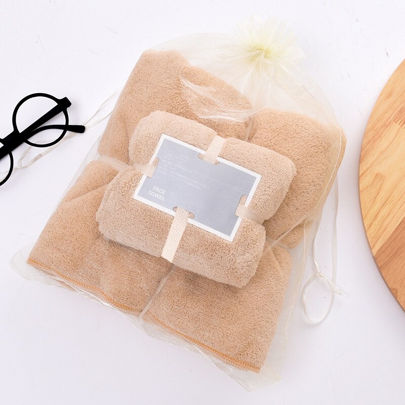 Soft Bath Towel Face Towl Set Water Absorbent Towels for Spa Kitchen Clean SAL99: Brown