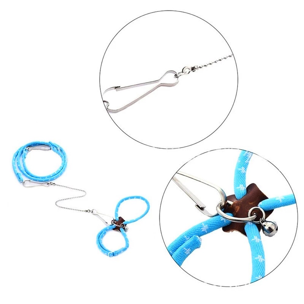 Adjustable Small Pet Rat Mouse Hamster Harness Rope Lead Leash With Bell Ultralight Harness Soft Portable Pet Plaything