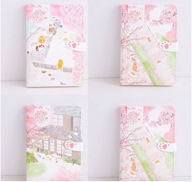 Japanese style color page magnetic buckle leather notebook girl heart student notebook notepad diary: Default Title