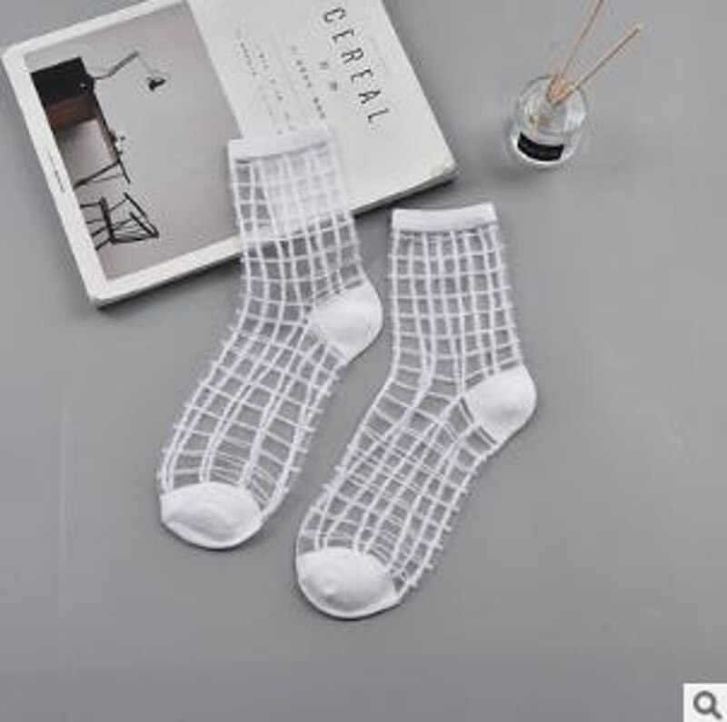 Spring Lace Transparent Crystal Lady Socks 10 Colors Comfy Sheer Silk Ankle Socks MOU QX2D: W2
