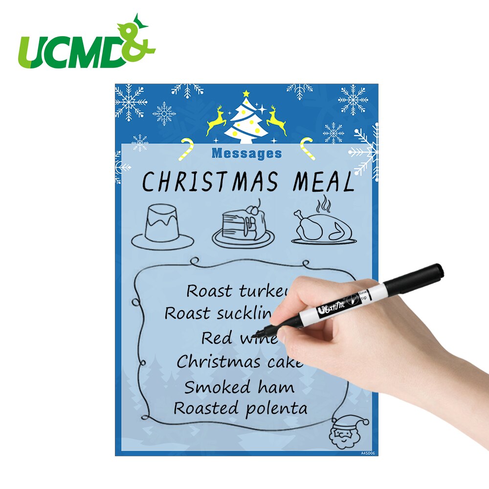 A4 Flexible Whiteboard Fridge Sticker Kids Drawing Board Christmas Magnetic Writing Reminder Record Message Memo Note Board