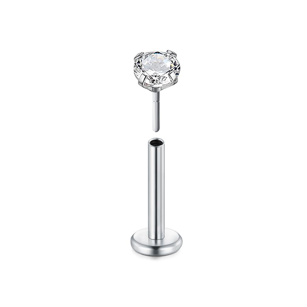 Pendientes de tuerca sin rosca para cartílago Tragus, Piercing de oreja, lóbulo, labio, Labret, 16G: Verde / Color oro puro