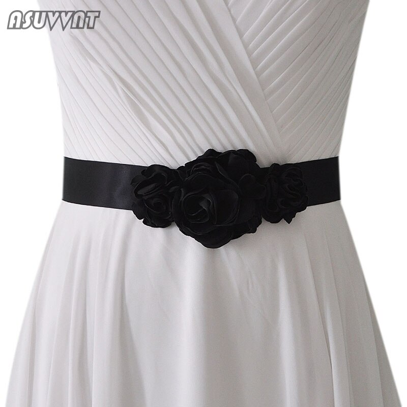 fleur ceinture femmes ceinture ceinture mariage mariée demoiselle d'honneur ceinture robe de mariée ceinture de mariage fleur ceinture fille fête habiller: black