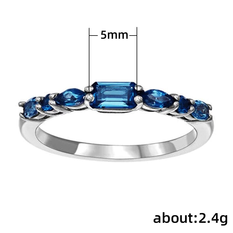 Elegante Zilveren Kleur Blauw Zirconia Vrouwen Party Vinger Ringen Meisjes Dagelijks Wearable Sieraden Mode Accessoires Ring